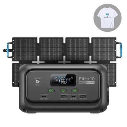 BLUETTI Elite 10 + 60W, 128Wh tragbare Powerstation für Wander- & Wochenendtrips