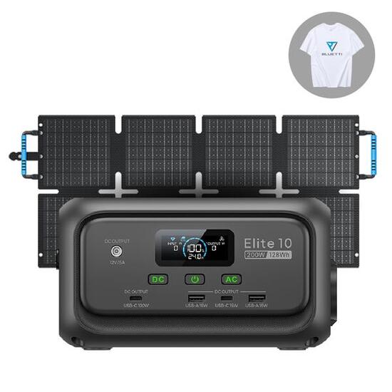 BLUETTI Elite 10 + 60W stazione energia portatile 128Wh da escursioni a weekend