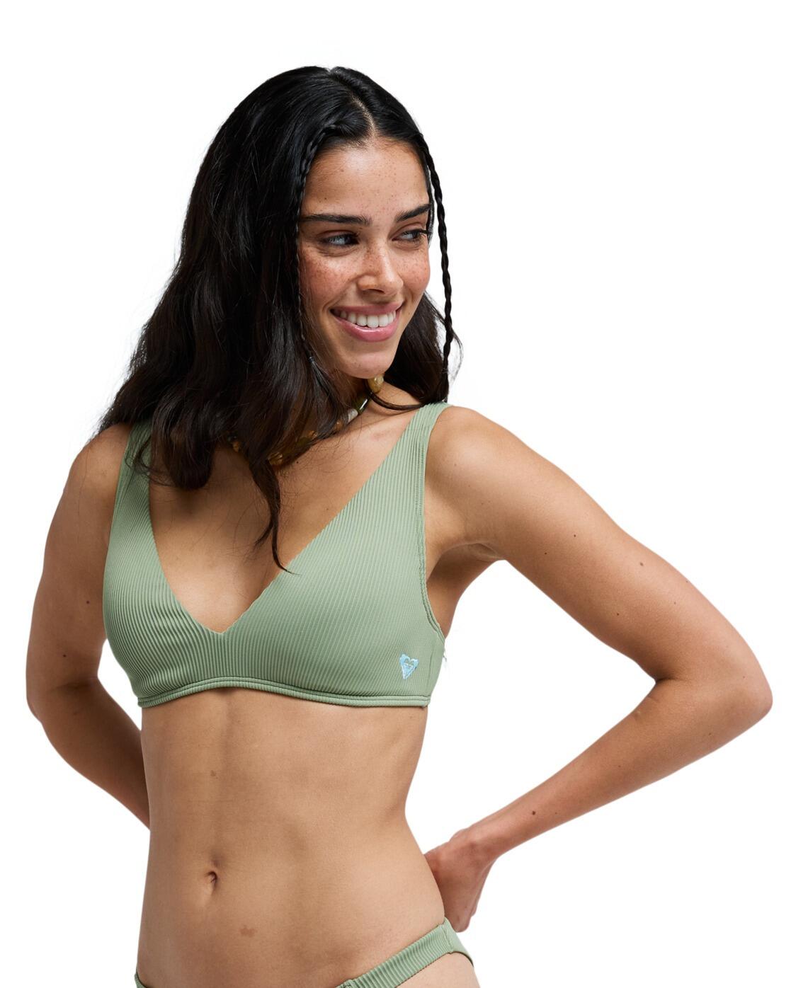 Top de bikini triangular ROXY LOVE ELONGATED TRI Verde Mujer 3/4