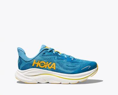 SCARPE RUNNIN CAMMINATA HOKA MODELLO CLIFTON 10 GS COLORE BLU BIANCO Blue azure