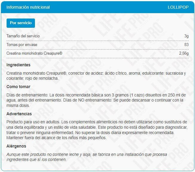 Kreatin (Creapure®) – 250 g Lutscher LifePRO 2/3