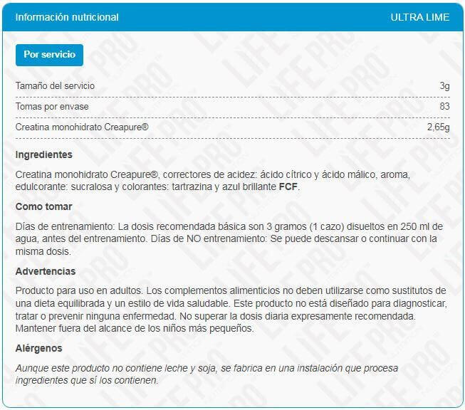 Creatine creapure - 250g Citron vert de LifePRO 2/3