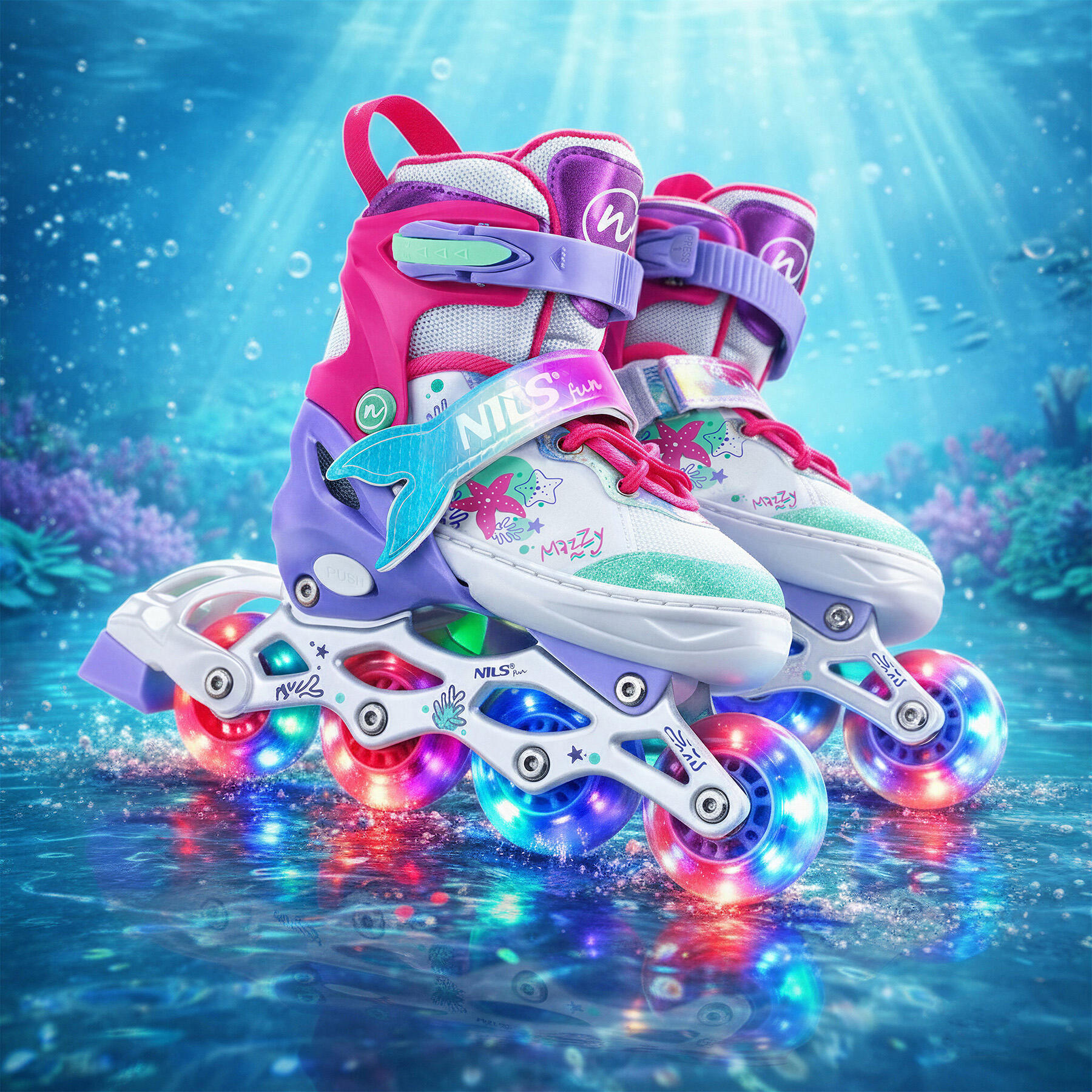 4-in-1 verstelbare inline skates voor kinderen Mazzy NH18150 Nils Fun 2/7