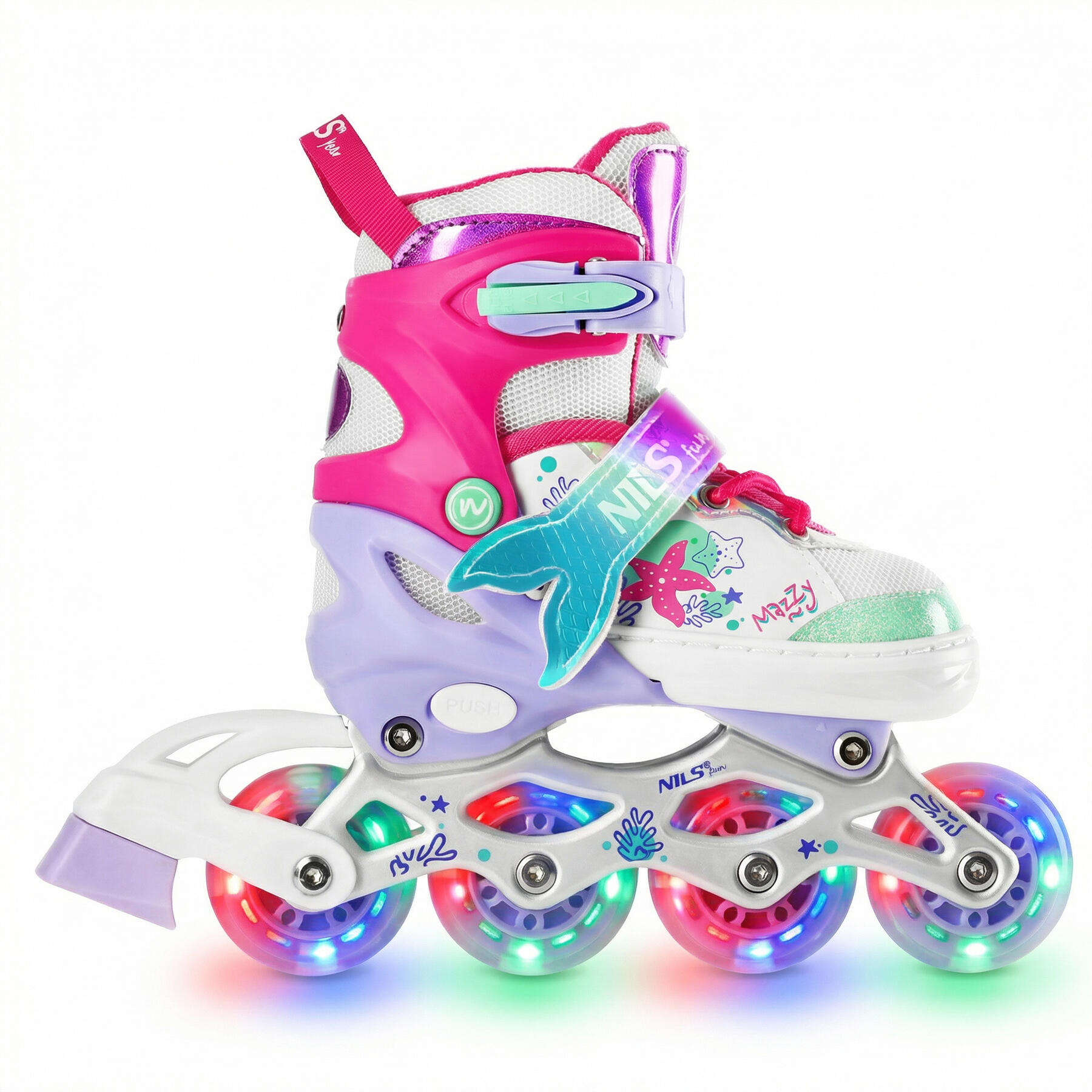 DUZSKJ Verstelbare inline skates voor jongens en meisjes, outdoor rolschaatsen voor meisjes en jongens (Zwart & Wit, L