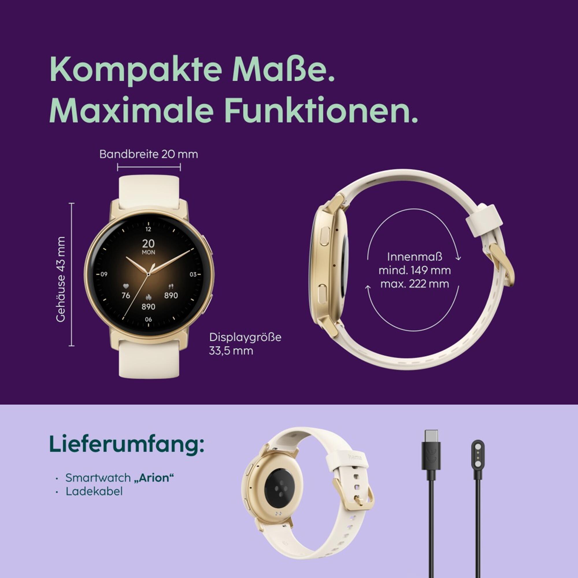 HAMA Smartwatch Arion, mit Telefonfunktion, gold 7/7