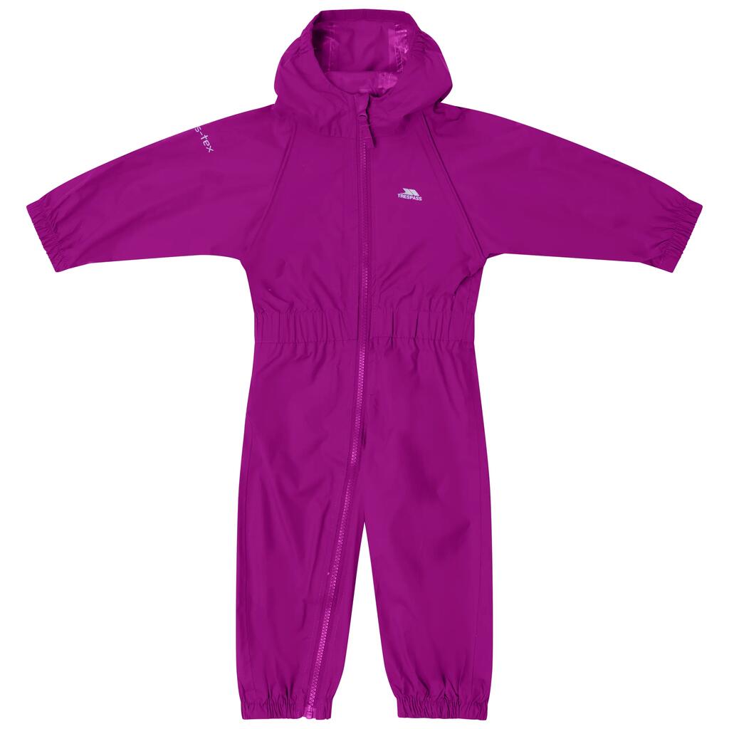 Unisex Kids Grown On Hood Waterproof Rain Suit - Button