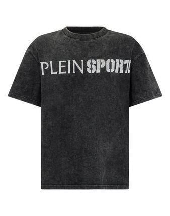 Washed Round Neck T-Shirt Crackle Scratch