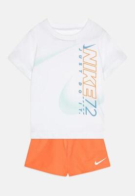 Completo bambino nike rhythm tee set - bianco/arancio