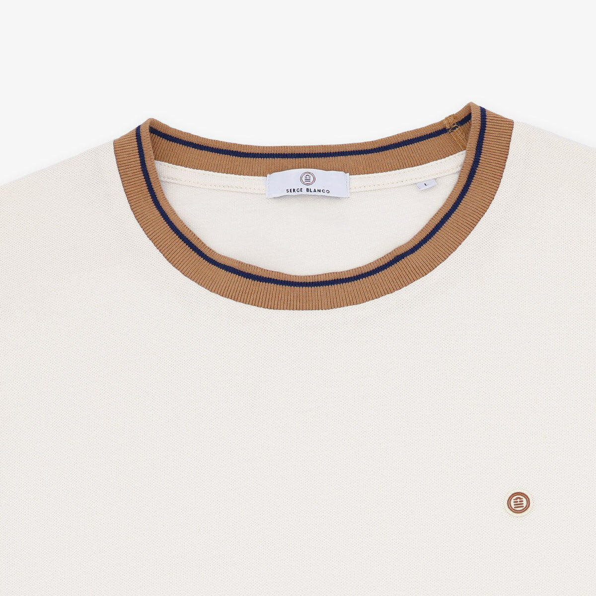 T-shirt a maniche corte con collo rotondo e bordi a costine colorate in cotone 4/6