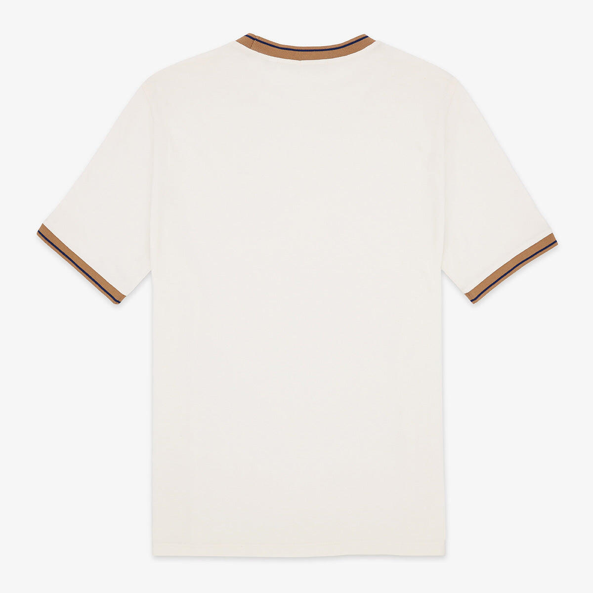 T-shirt a maniche corte con collo rotondo e bordi a costine colorate in cotone 3/6