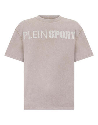 Washed Round Neck T-Shirt Crackle Scratch