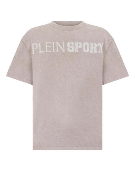 Washed Round Neck T-Shirt Crackle Scratch