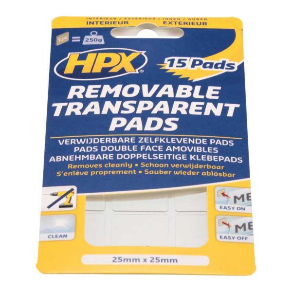 Pads transparents auto-adhésifs HPX, 15 pcs 25 x 25 mm 2/4