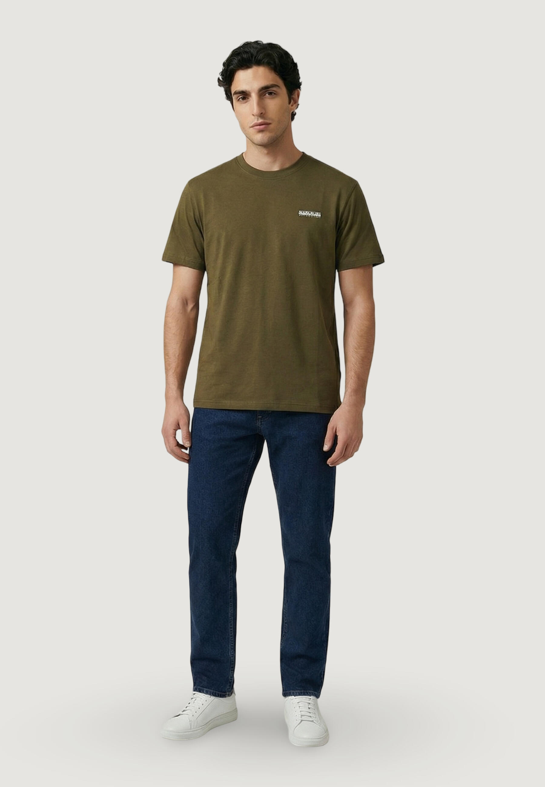 t-shirt crop top S-SMALL BOX SS HOMME olive verte 3/5