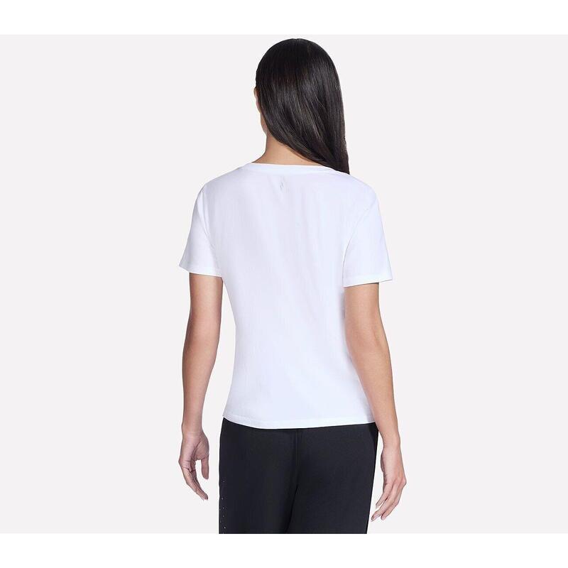 Tricou femei Skechers Pima V-Neck Tee, Alb