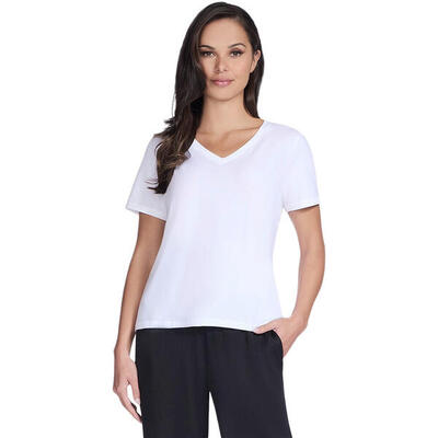 T-shirt skechers pima v-neck tee, wit, dames