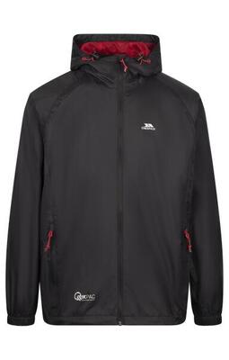 Trespass qikpac jas - unisex opvouwbare regenjas, zwart/rood