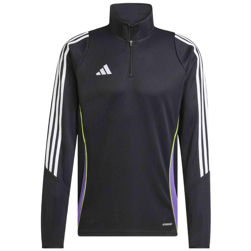 Bluză Adidas neagră bărbați, croială slim, AEROREADY, fermoar piept