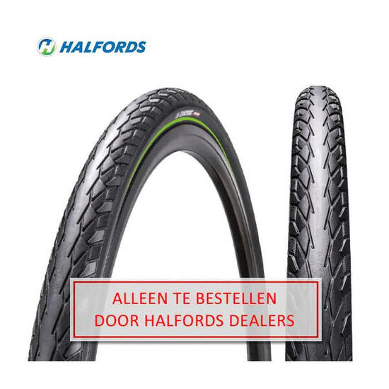 HALFORDS 28x1 5/8x1 3/8 antyprzebiciowy czarny z odblaskowym włóknem