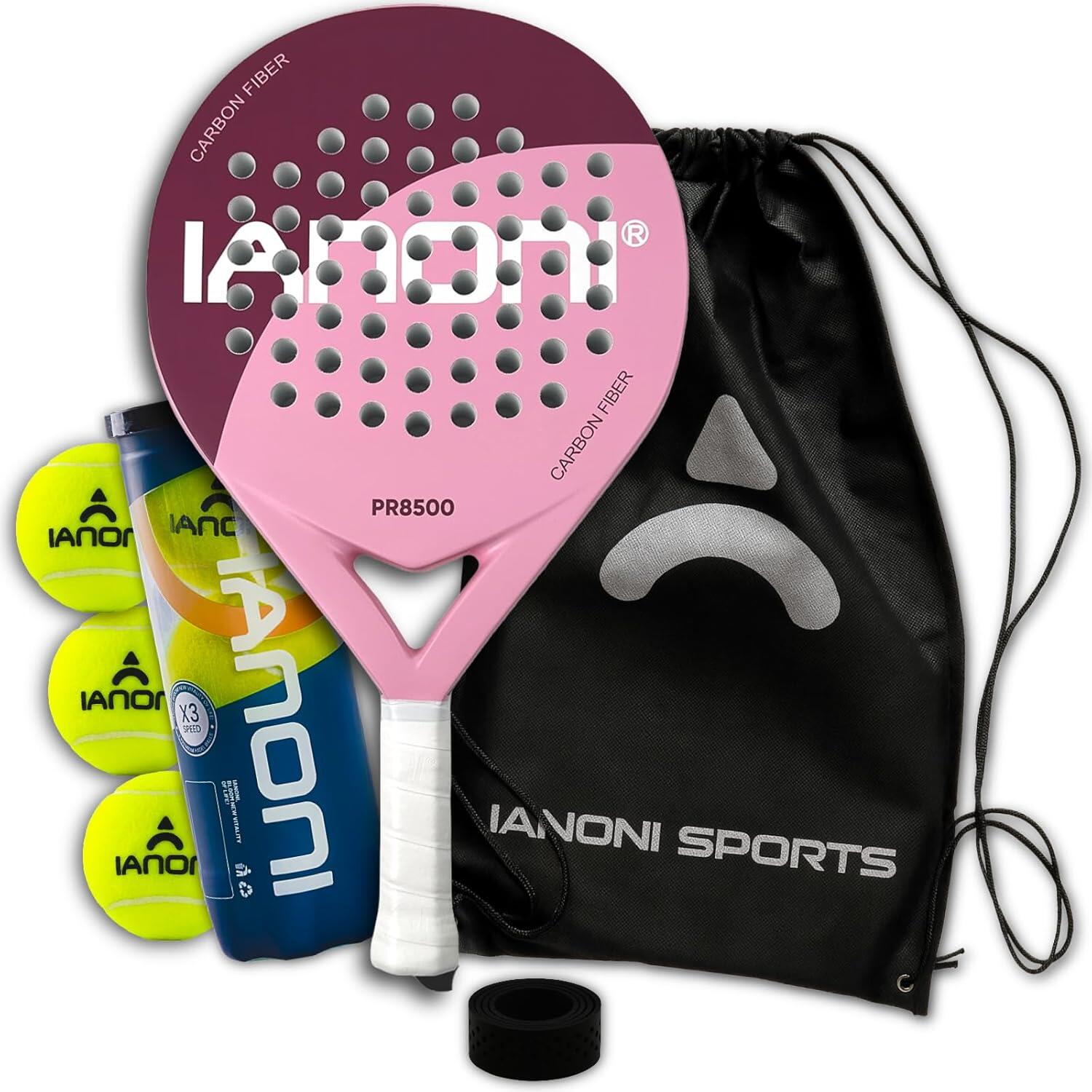 Adult PR8500 Carbon Padel Racket Bundle – Includes Bag, 3 Pro