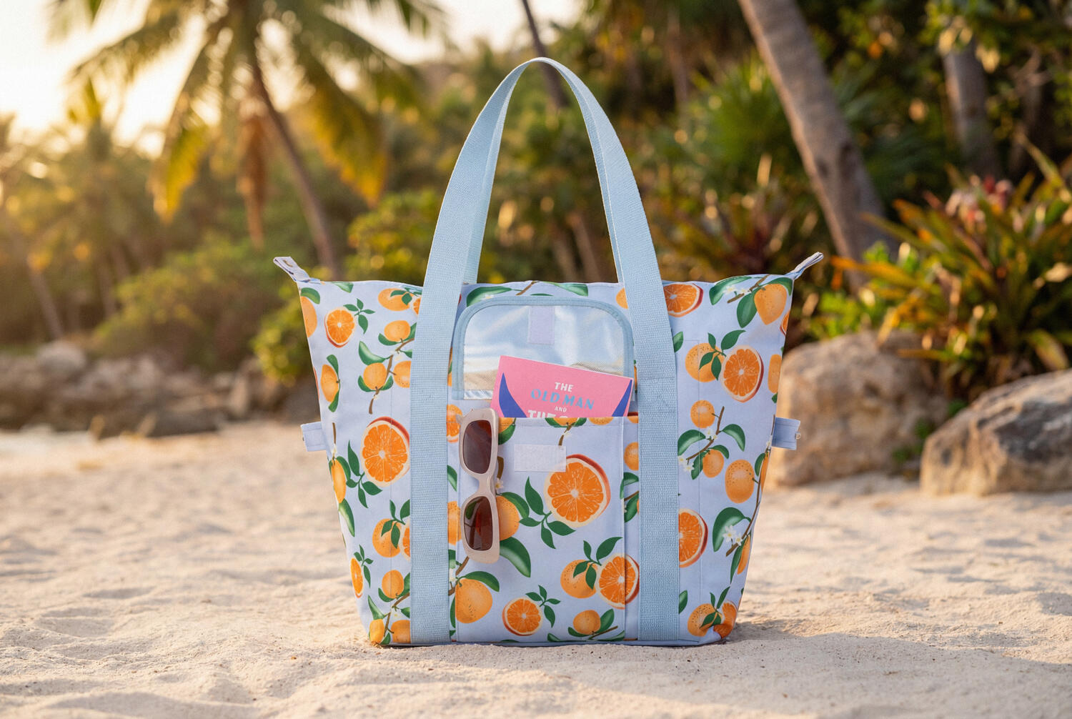 Sac isotherme de plage 28 L avec imprimé orange 2/7