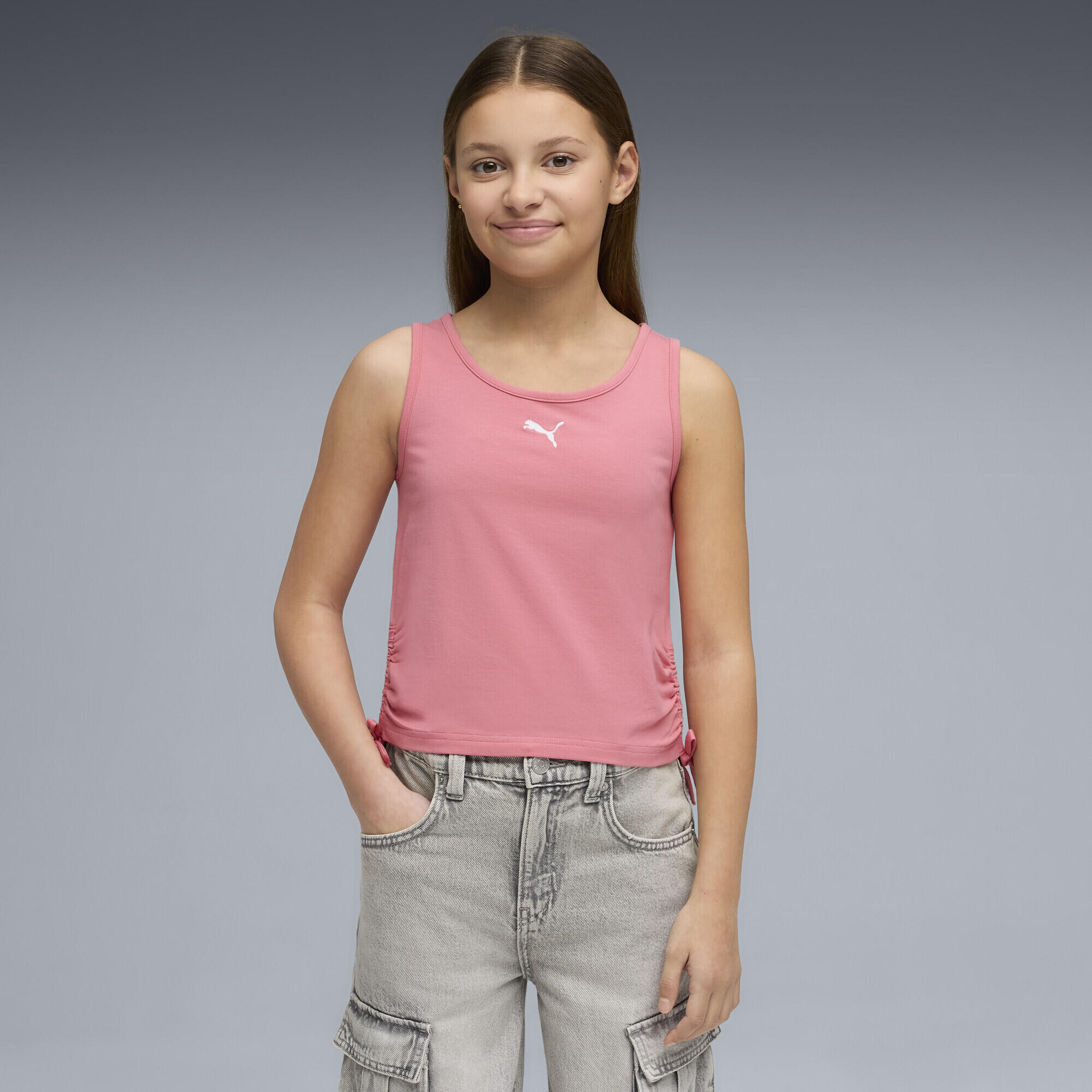 Młodzieżowy wąski top bez rękawów Essentials z wiązaniem PUMA