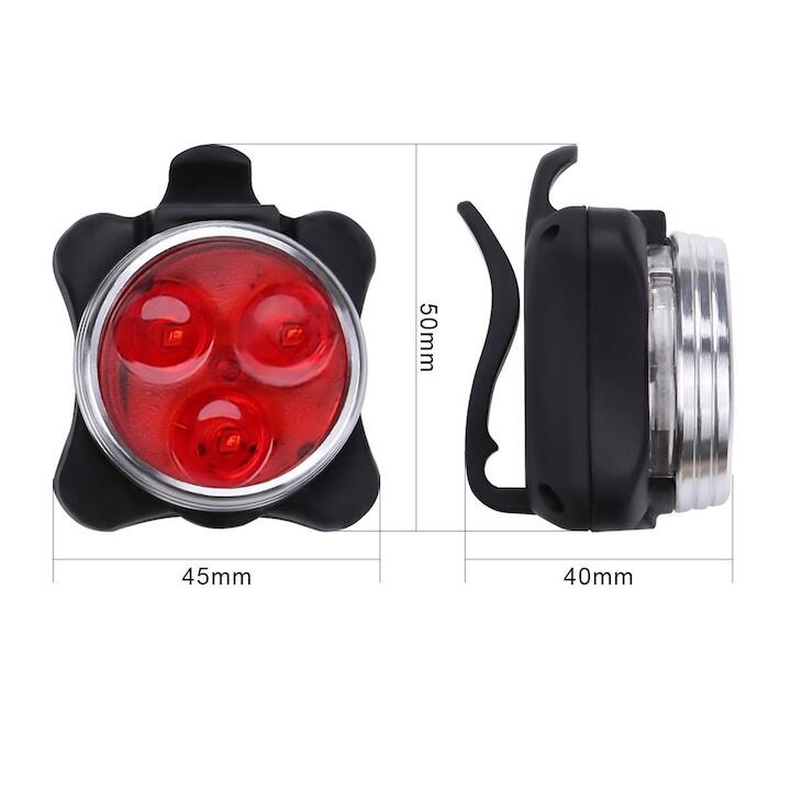 Stop spate 3 LED, reincarcabil USB, 4 moduri luminare