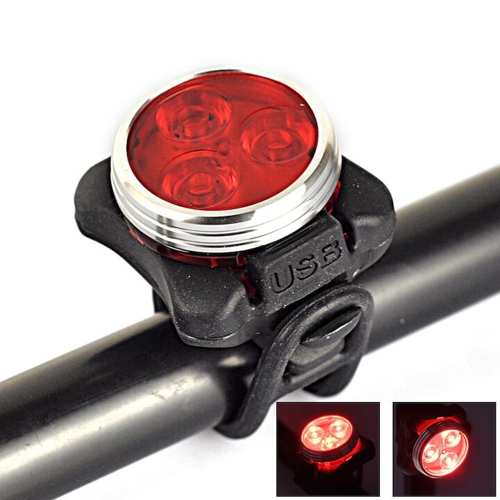 Stop spate 3 LED, reincarcabil USB, 4 moduri luminare