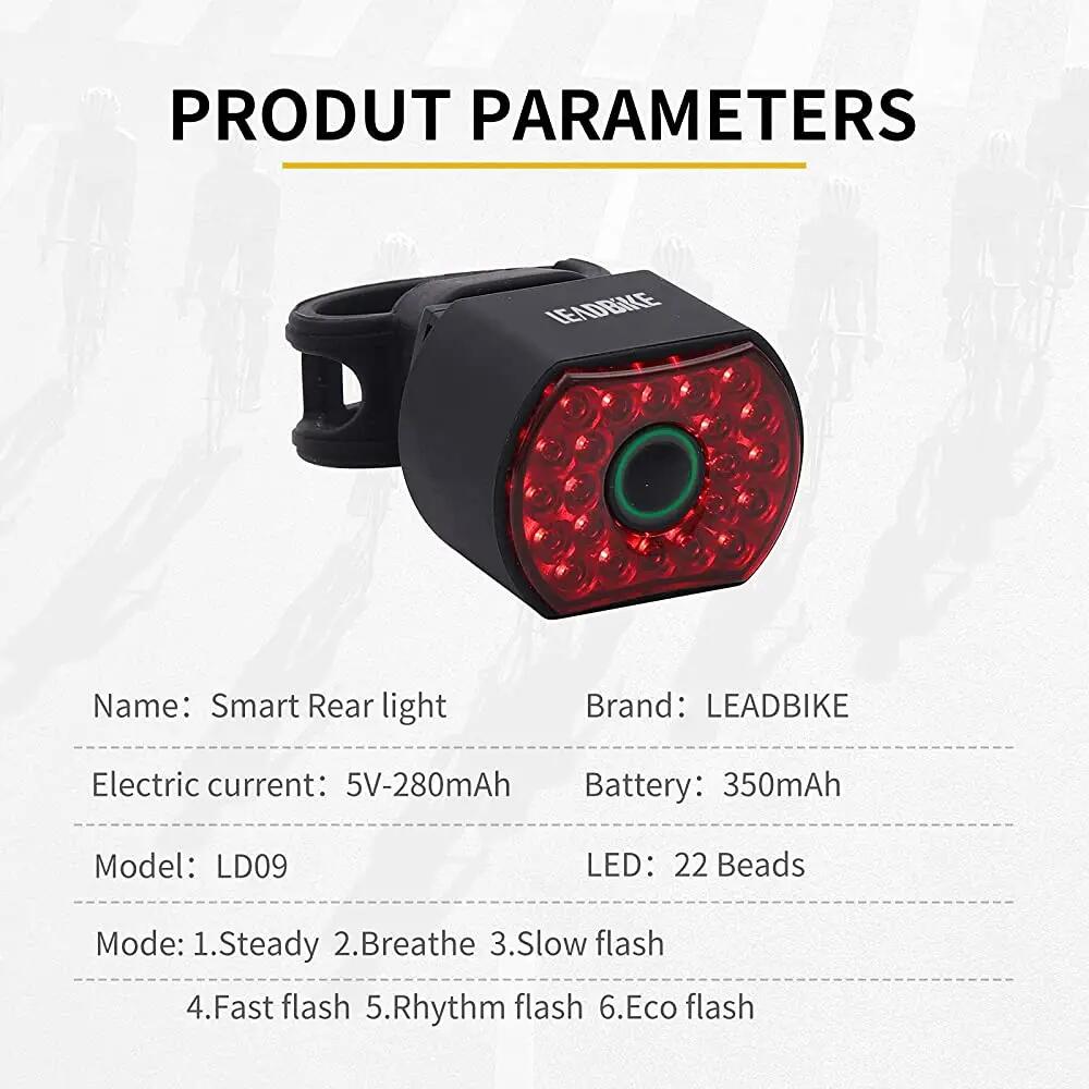 Stop inteligent smart cu senzor de franare, 6 moduri, indicator baterie 5/6
