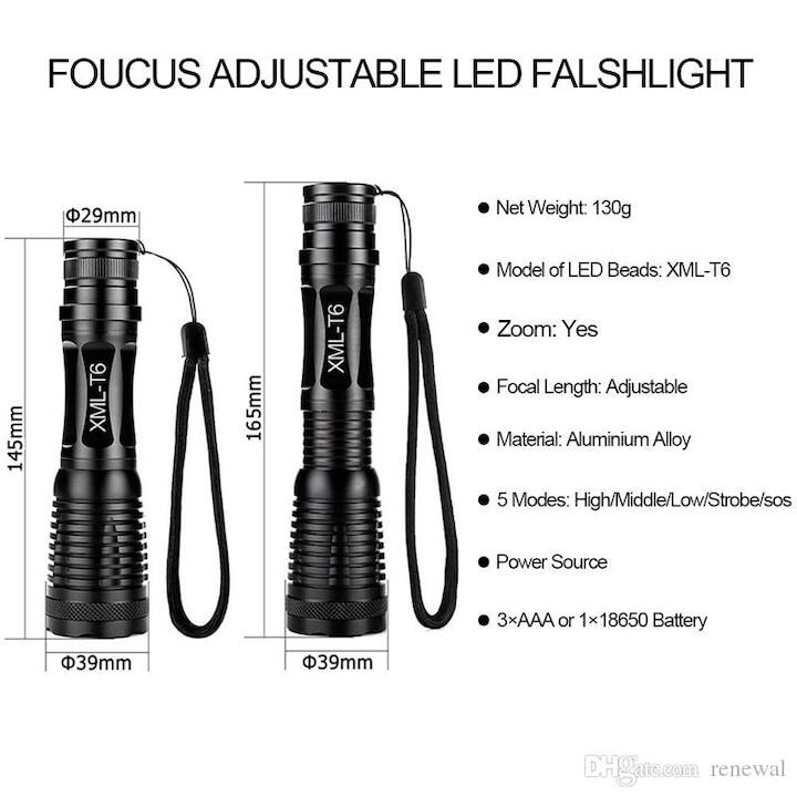 Far reincarcabil Carsons XML, aliaj aluminiu, 4 moduri