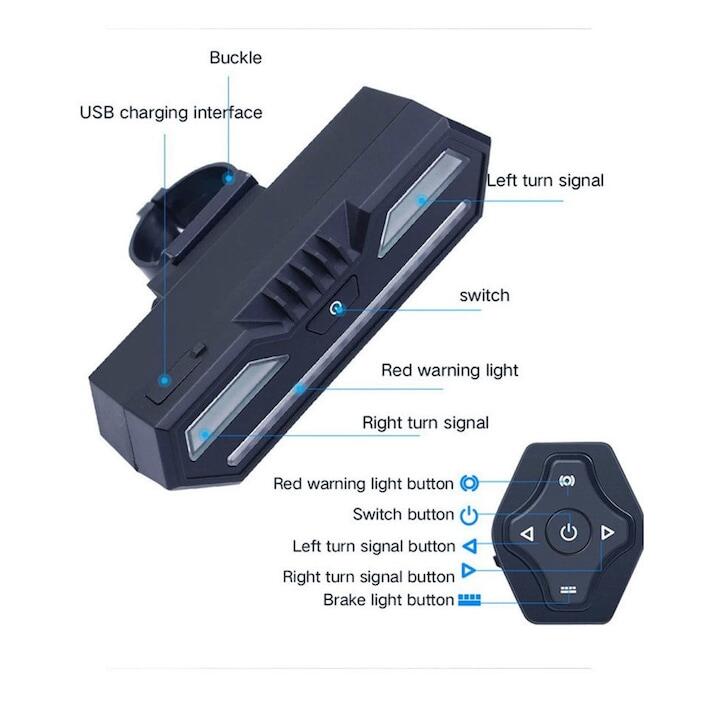 Stop wireless Carsons cu semnalizare si telecomanda pentru bicicleta / trotineta