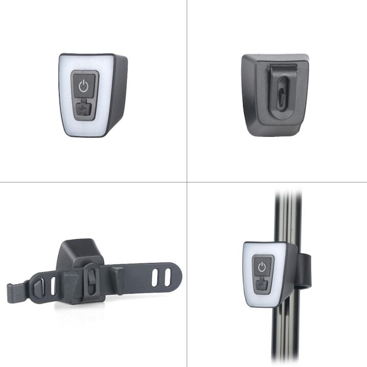 Stop lampa Carsons tip trapez, reincarcabila USB, 5 moduri