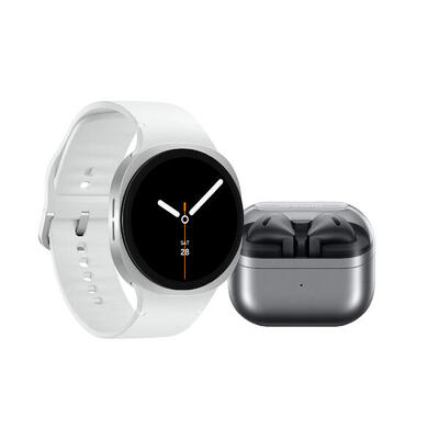 Galaxy watch8 44mm zilver met galaxy buds 3 zilver + jbl flip 7