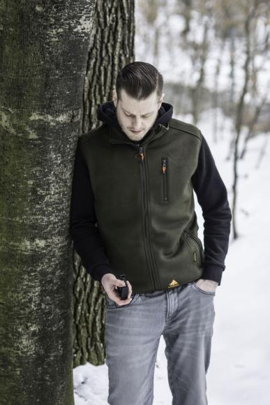 AJ4 L Beheizbare Fleece-Wanderjacke - Größe L - Khaki 4/5