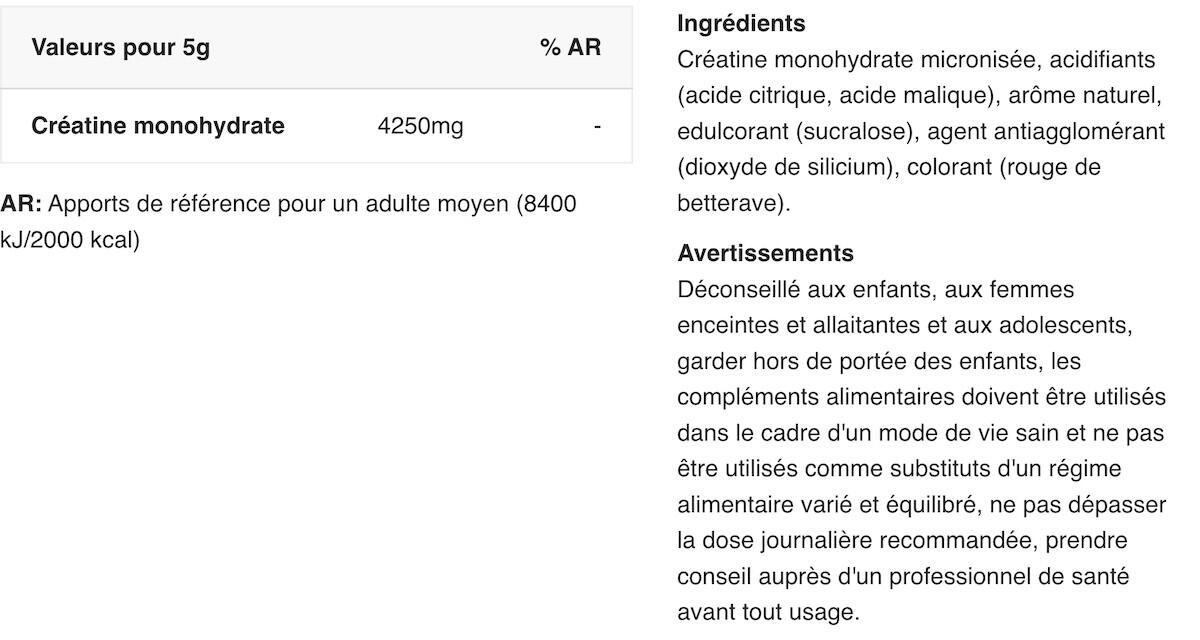Créatine monohydrate - Creatine Monohydrate Micronized - Cerise et Pomme 2/3