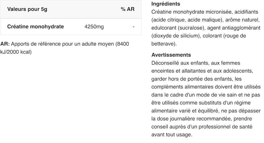 Créatine monohydrate - Creatine Monohydrate Micronized - Fraise et Framboise 2/3