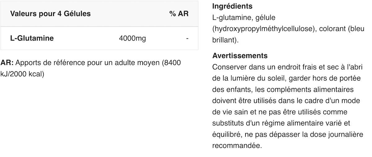 L-Glutamine - Glutamine 4K - 120 Gélules 2/3