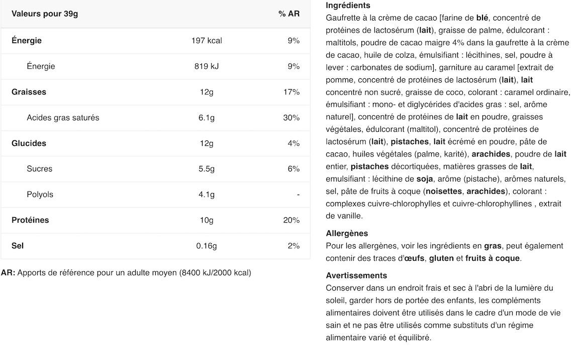 Gaufrettes protéinées - Protein Wafer - Chocolat au Lait et Pistache 2/3