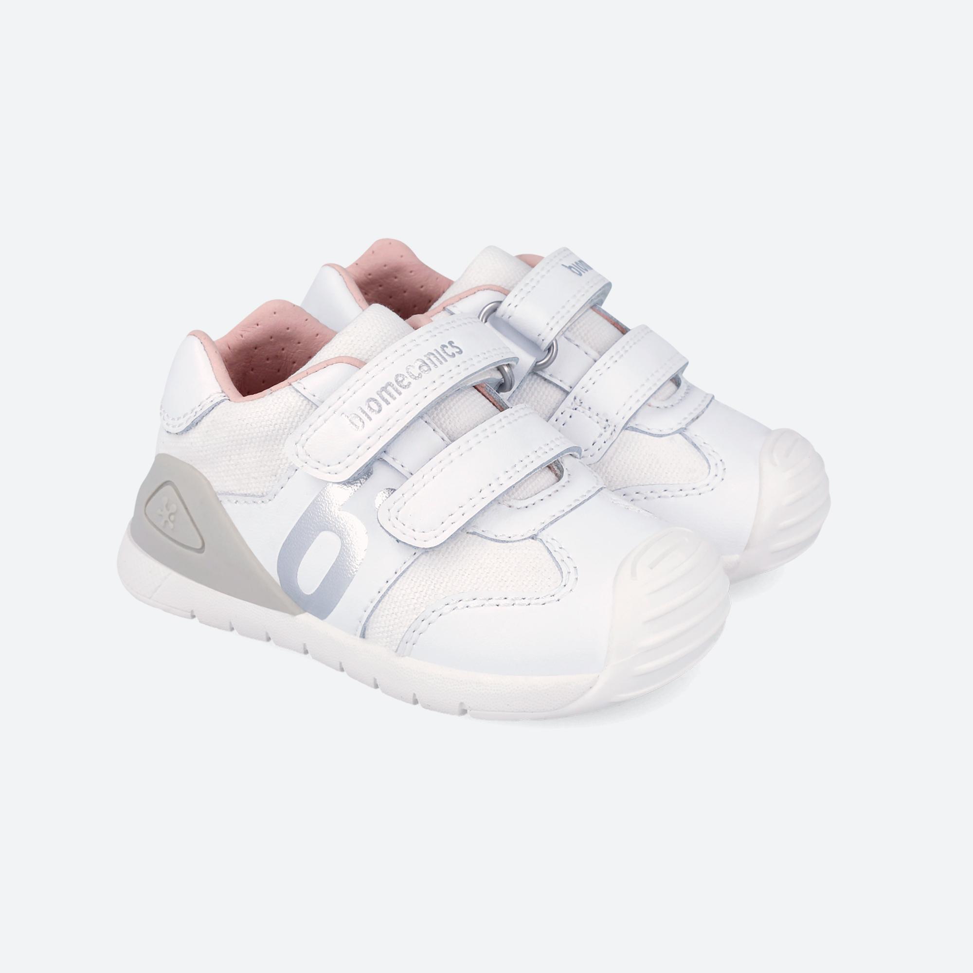 Zapatillas Primeros Pasos Bebé Biomecanics 262121D BLancas Cierre Adherente 2/6