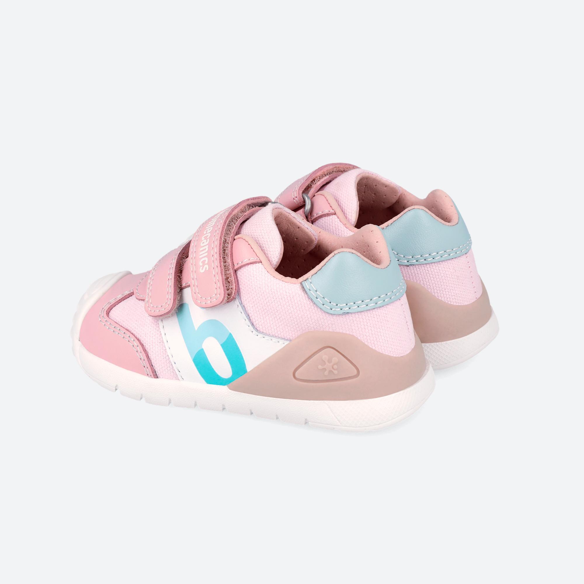 Sapatilhas Primeiros Passos Bebé Biomecanics 262121c _rosas com Velcro 3/6