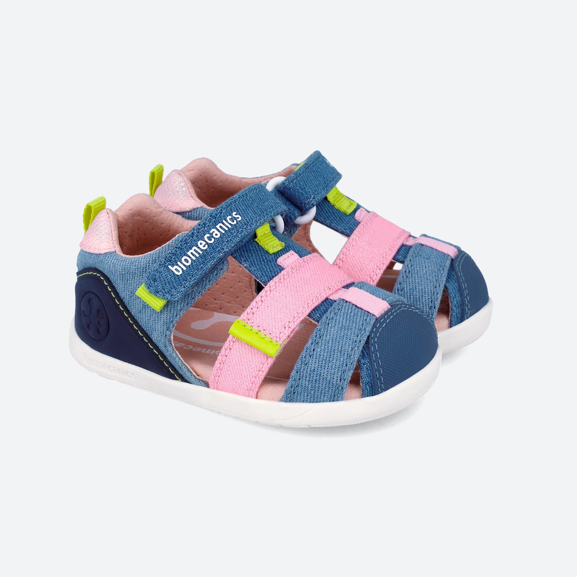Sandálias Barefoot Bebé Biomecanics 262199c Índigo/rosa com Velcro 2/6
