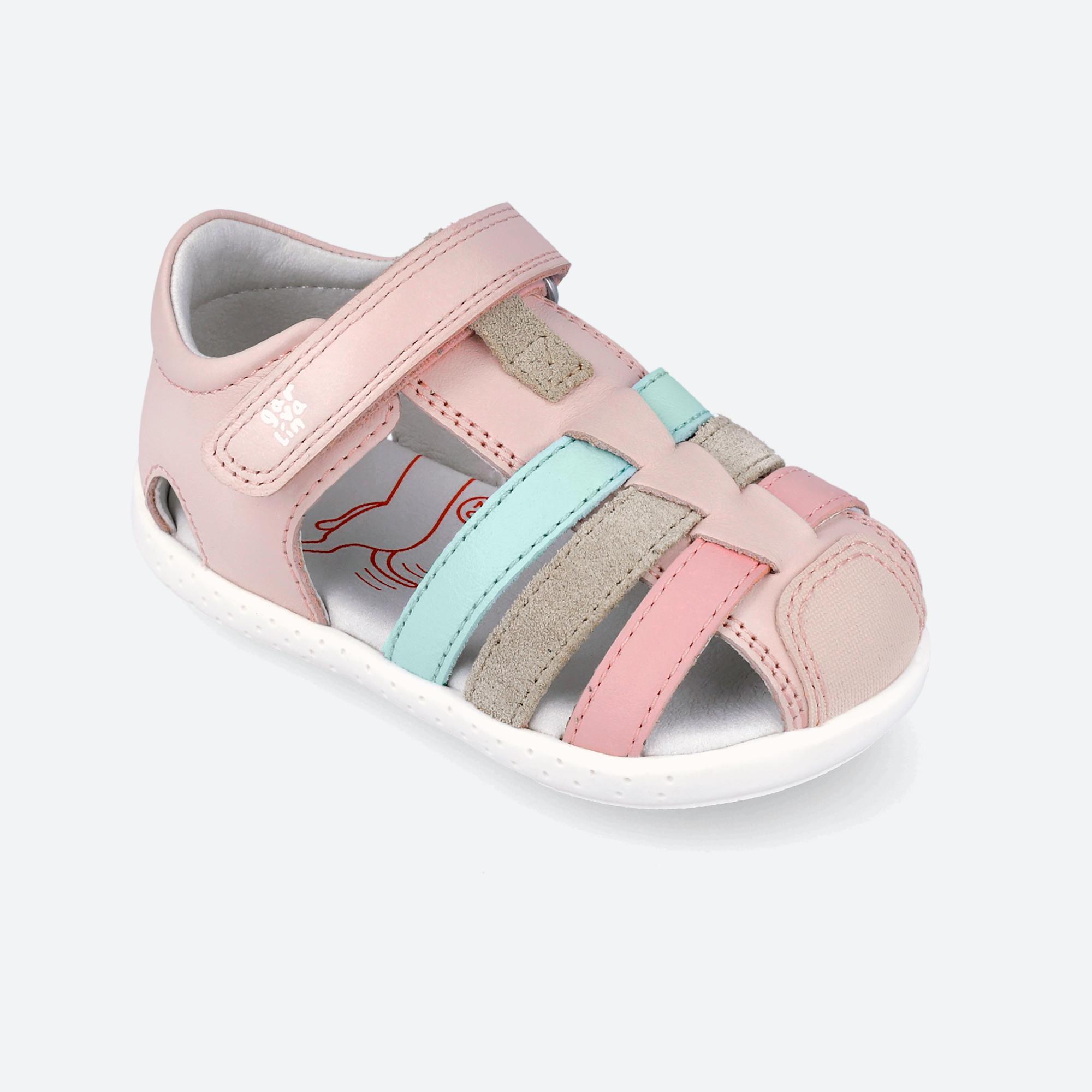 Sandalias Barefoot Bebé Garvalín 262325C Rosas Cierre Adherente 4/7