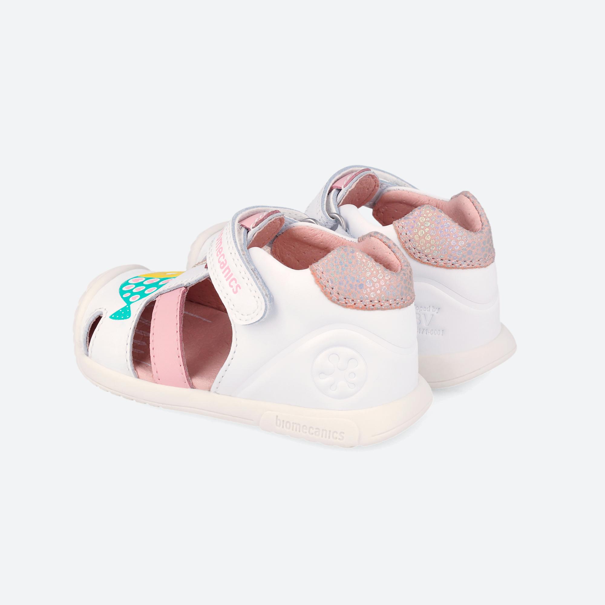 Sandálias Primeiros Passos Bebé Biomecanics 262108b em Branco com Velcro 3/6