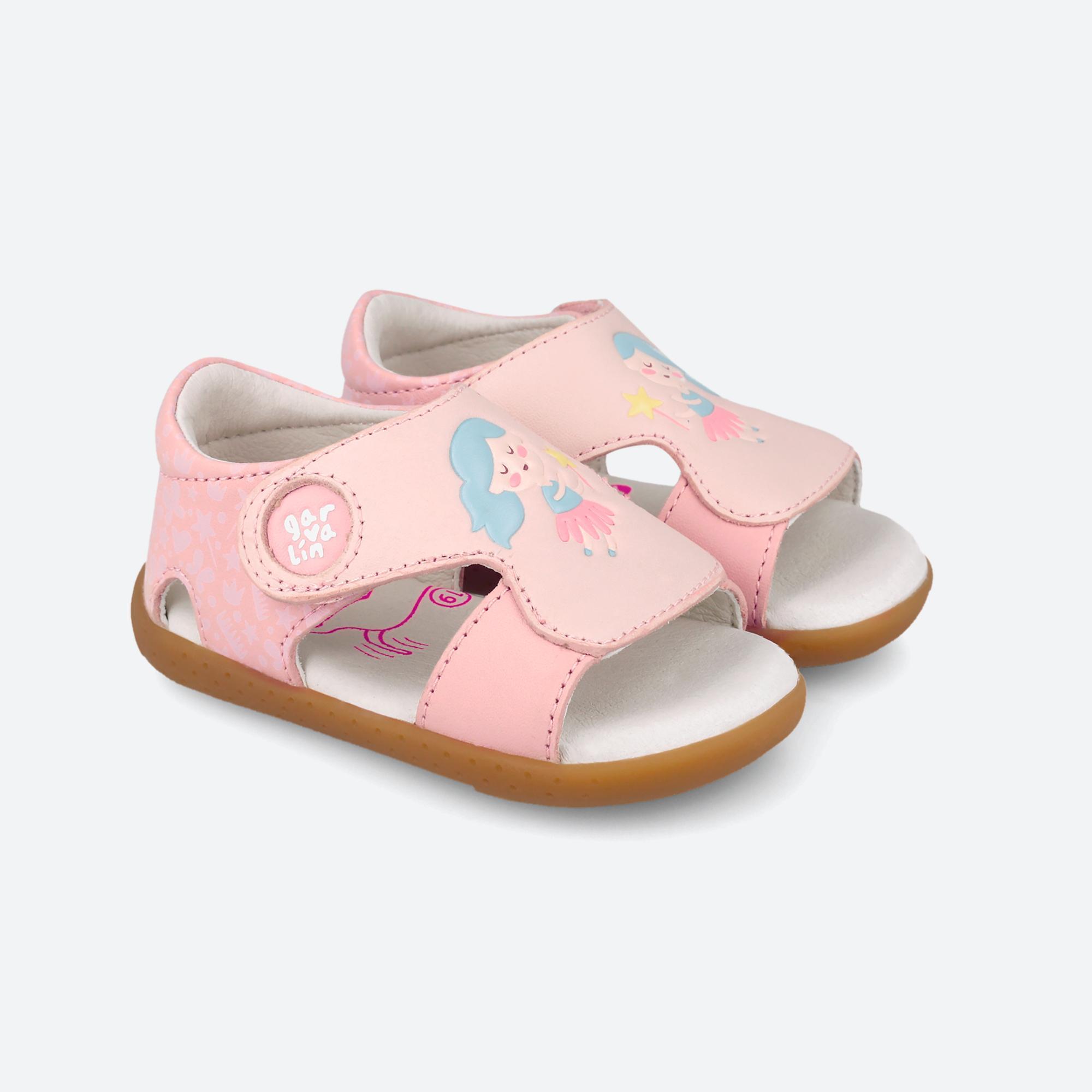 Sandalias Barefoot Bebé Garvalín 262328A Rosas Cierre Adherente 2/7