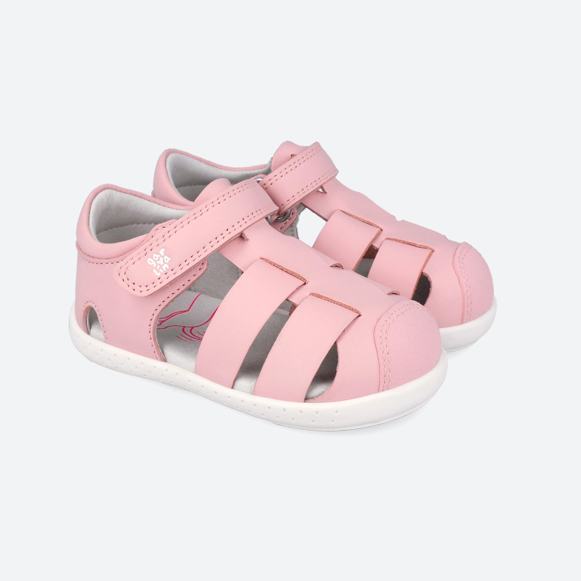 Sandálias Barefoot Infantis Garvalín 252326h em Rosa com Velcro 2/7