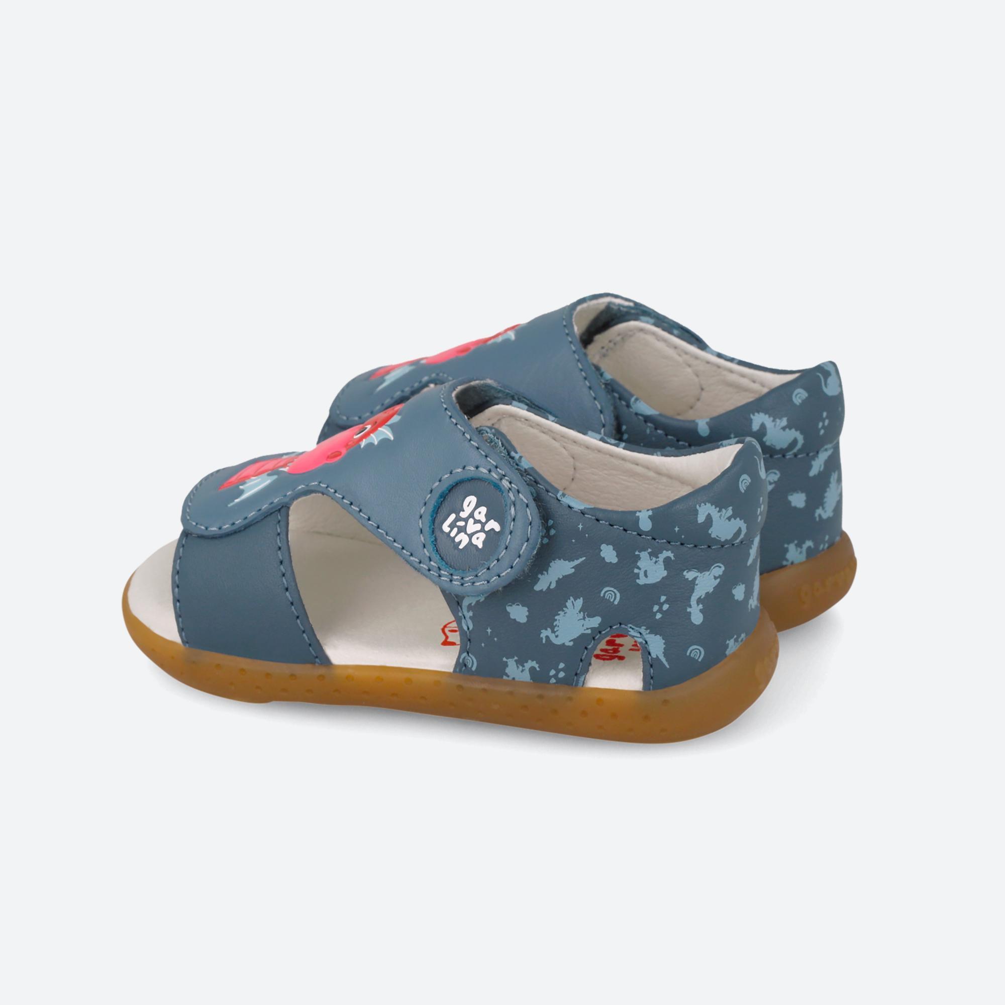 Sandálias Barefoot Bebé Garvalín 262330a em Azul com Velcro 5/7
