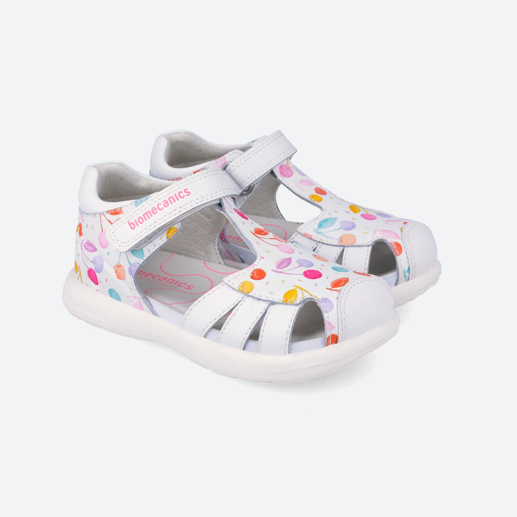 Sandálias Menina Biomecanics 262202a em Branco com Velcro 2/6