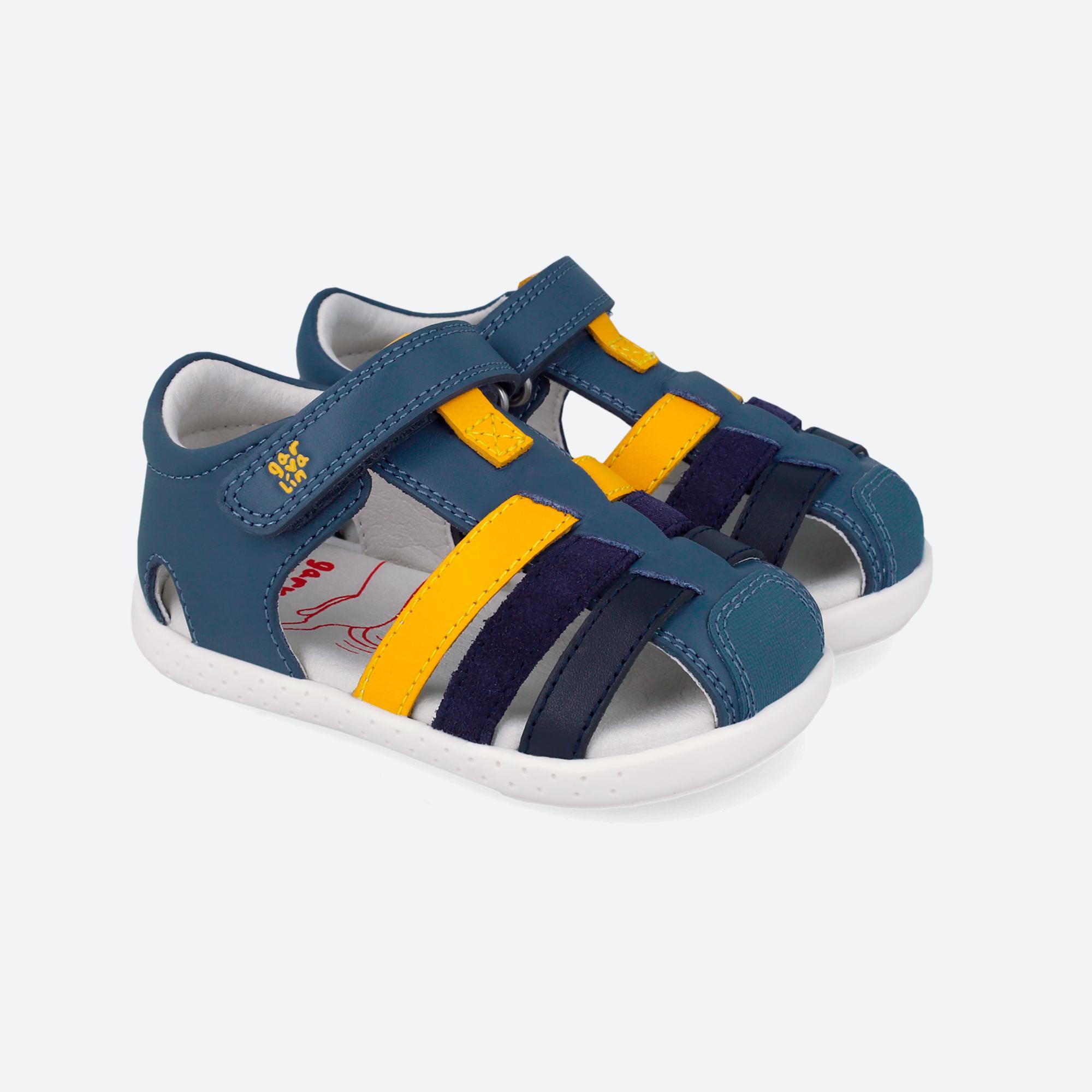Sandalias Barefoot Bebé Garvalín 262325A Azules Cierre Adherente 2/7