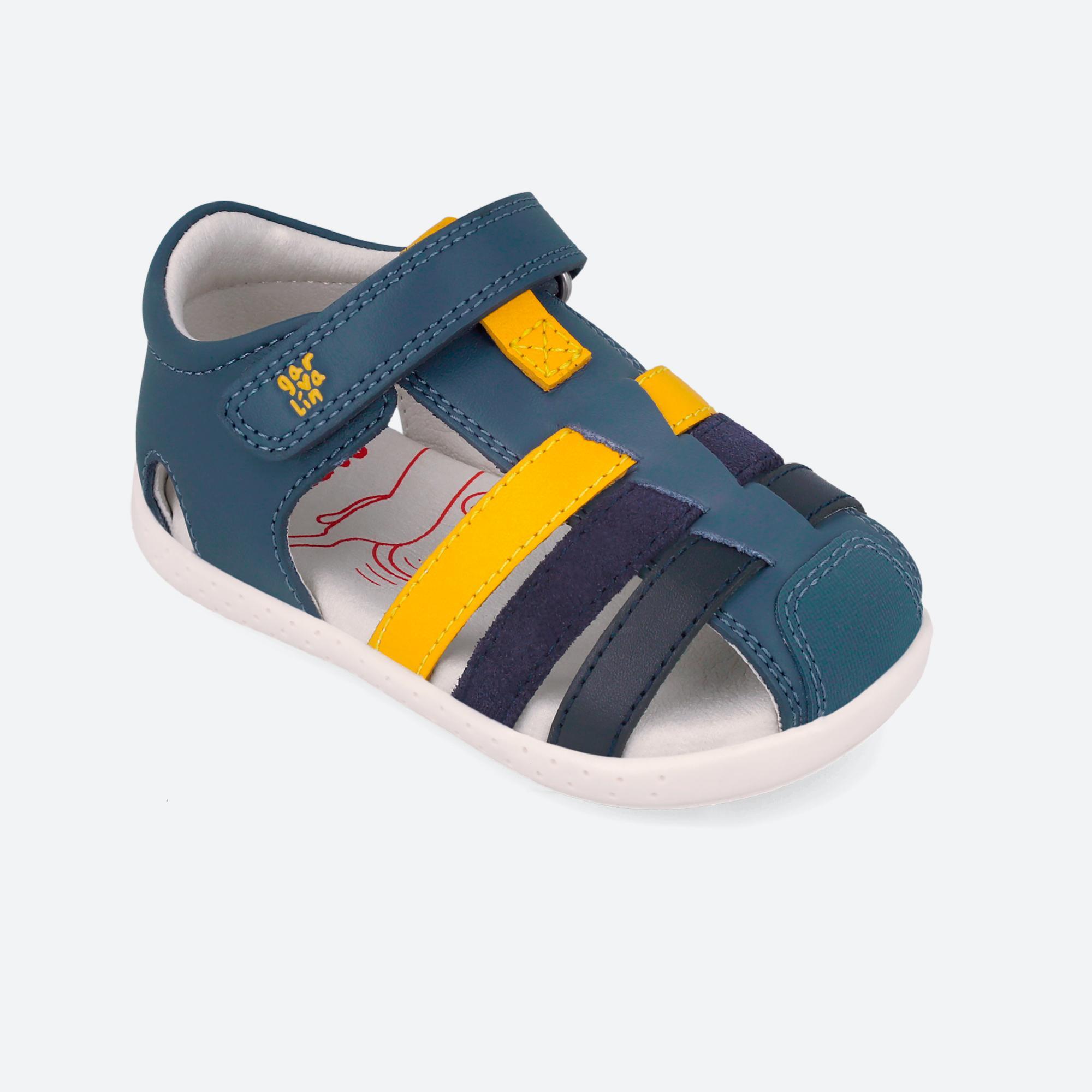 Sandalias Barefoot Bebé Garvalín 262325A Azules Cierre Adherente 4/7