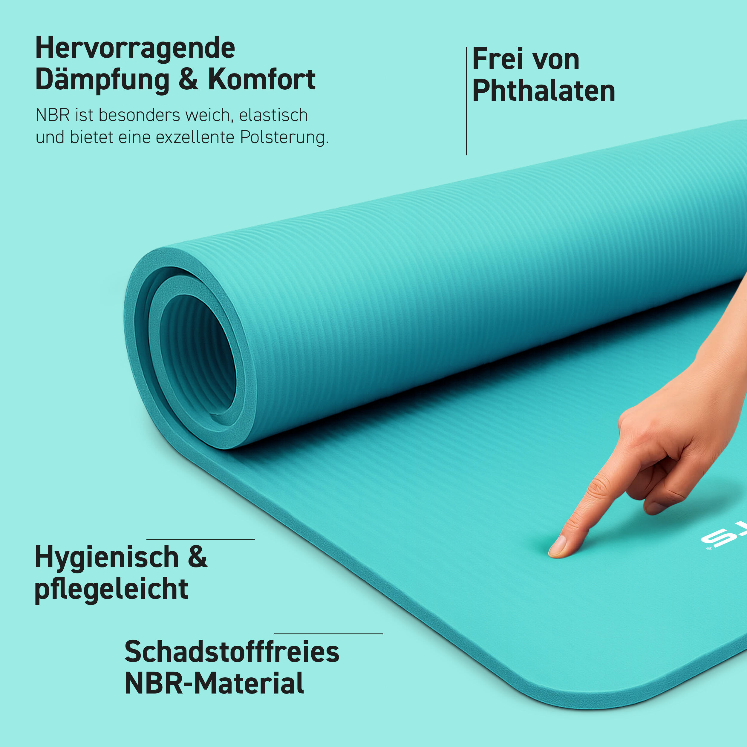 Gymnastikmatte Premium inkl. Gurt + Poster + Workout App / Hautfreundlich 2/8